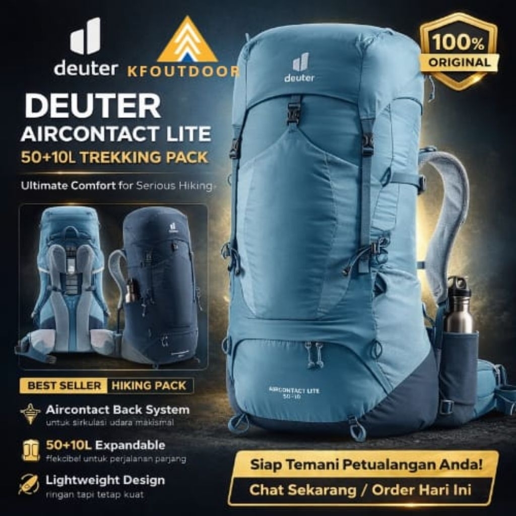 Deuter Aircontact lite 50+10 L Tas Deuter 50+10L