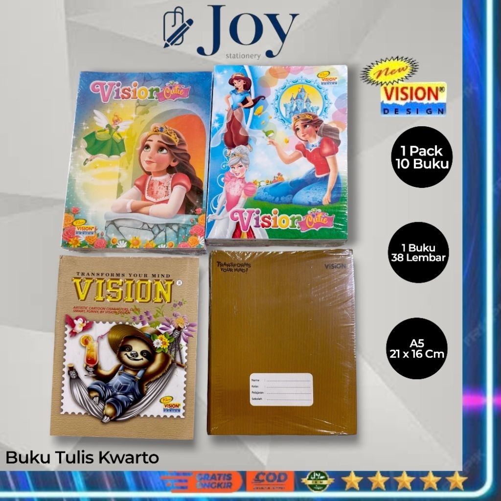VISION Buku Tulis 38 Lembar Isi 10 Buku [1 Pack]