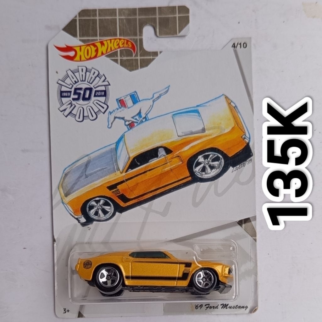 Hot Wheels 50th Anniversary Larry Wood 69 Ford Mustang Kuning