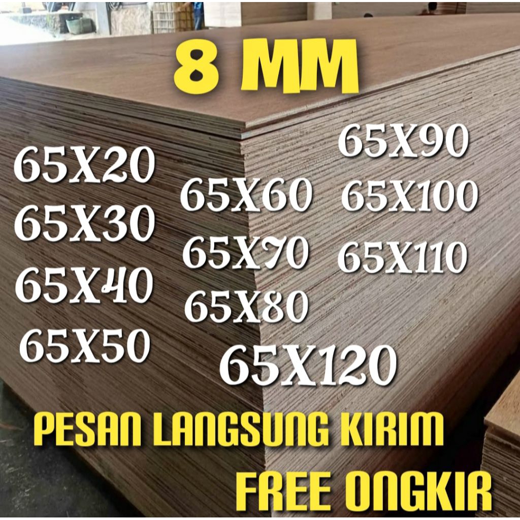 Triplek Potongan 8mm Lebar 65cm Panjang Custom