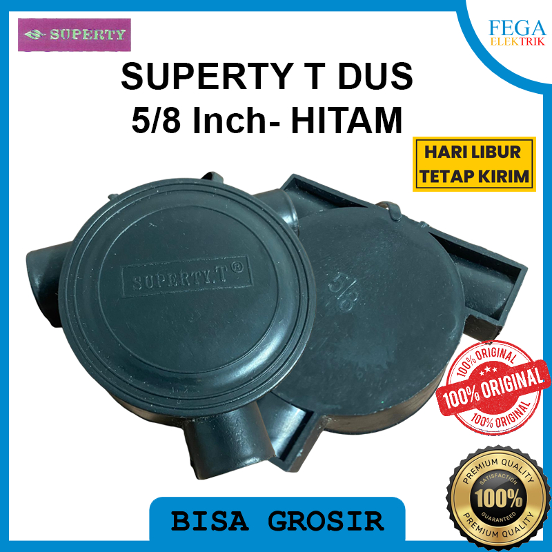 Superty T Dus 5/8 Inch Hitam – Kotak Sambungan Pipa Listrik 3 Cabang