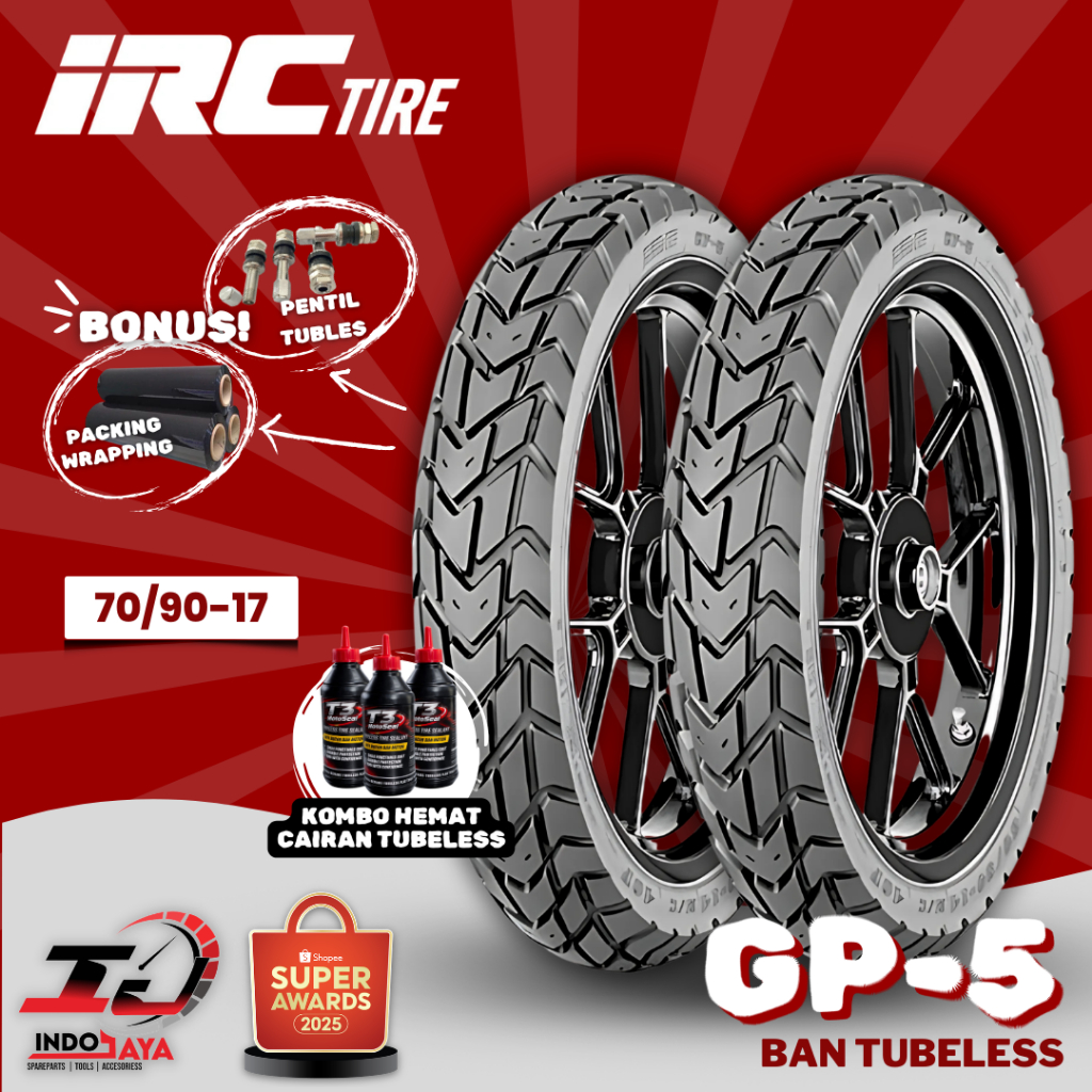 [READY COD] BAN LUAR TUBELESS IRC GP5 (70/90-17) BAN BEBEK DEPAN BELAKANG / GP 5 / GP-5 / BAN SATRIA