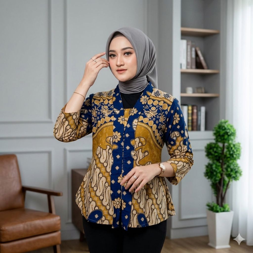 Seragam batik wanita modern | Batik wanita modern | baju batik wanita modern | atasan batik wanita m