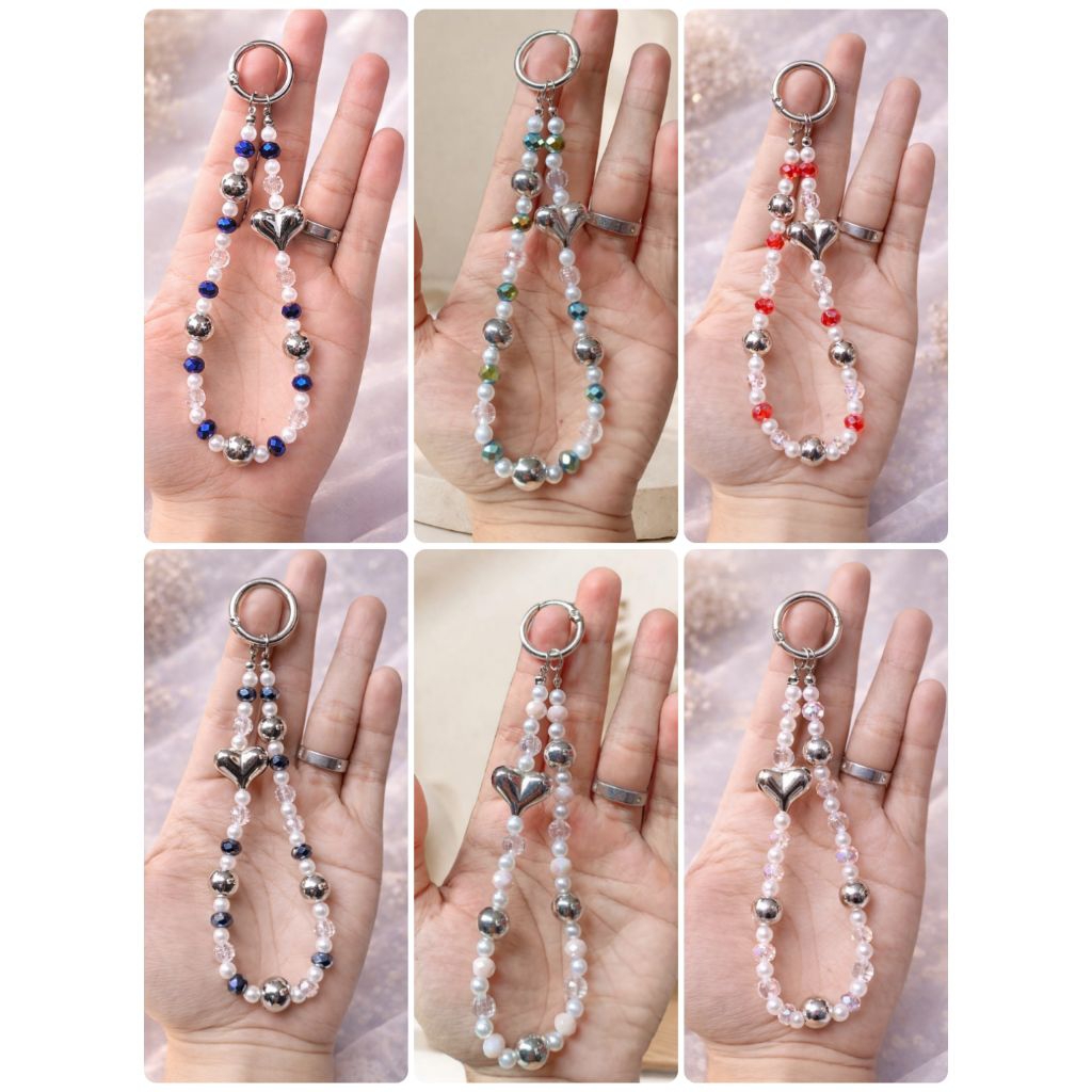 12pcs Gantungan hp aesthetic Crystal Ring Strap Hp Ring Phone kristal Premium Harga Grosir
