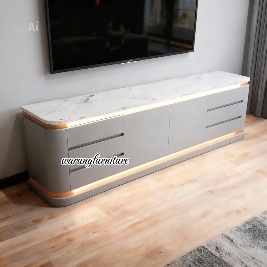 meja tv modern meja tv premium astetik lampu led meja tv dinding kabinet tv