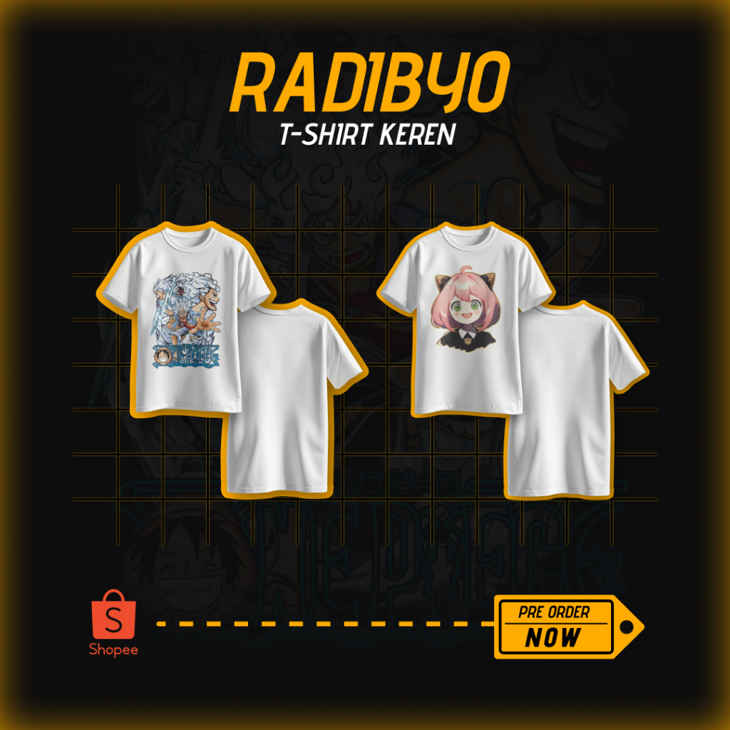 Kaos Anime Custom Desain Sendiri - Bahan Cotton Combed, Sablon DTF, Pilihan Ukuran Jumbo (Pre Order 