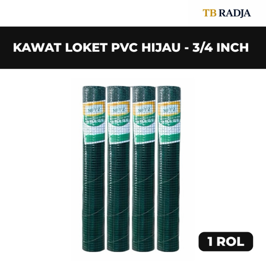 Kawat Loket PVC Ram Hijau 3/4 inch Kawat Kandang Hewan Ayakan Pasir - 1 rol