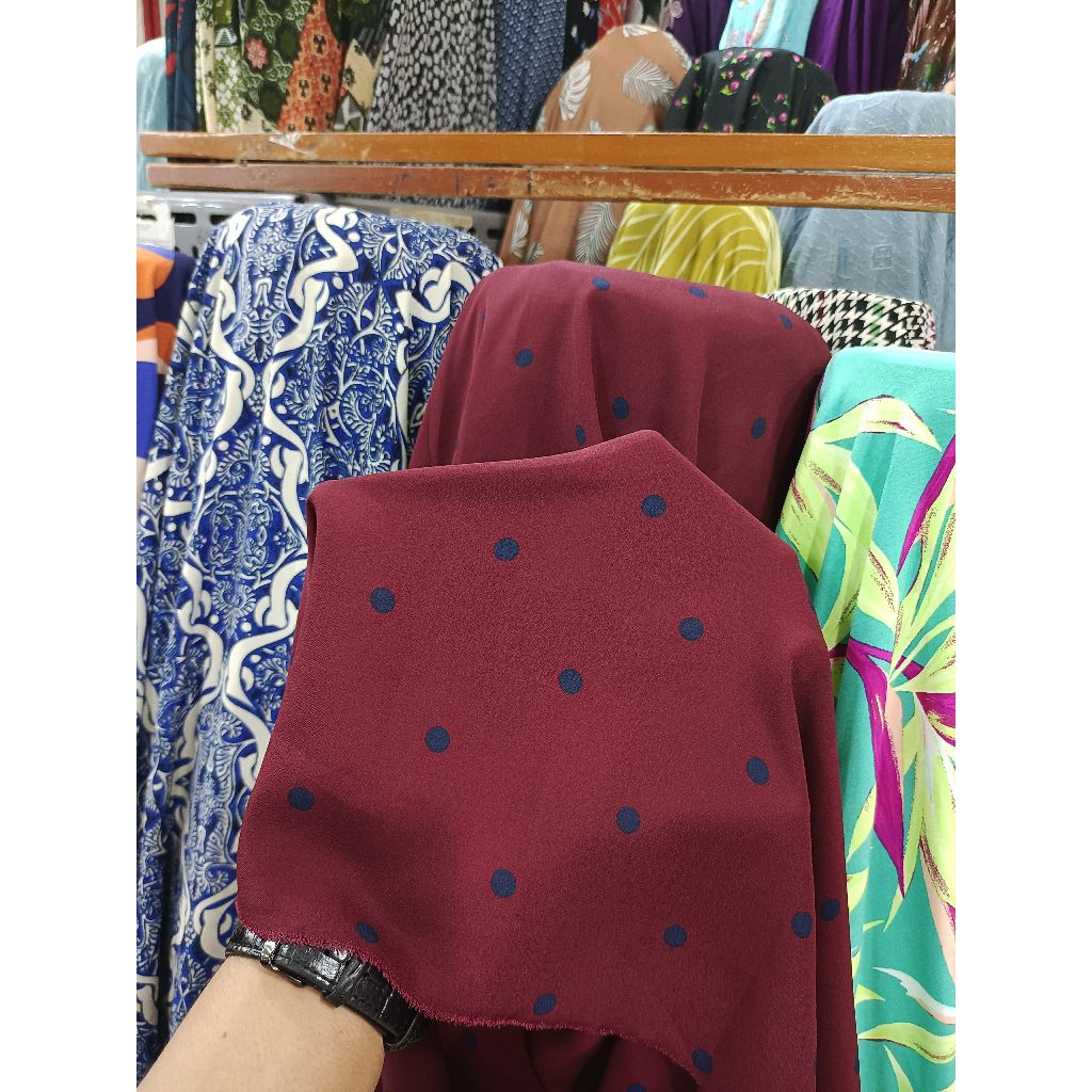 Kain ceruty zara motif polkadot - kain ceruty zara premium - kain ceruty zara original - kain zara c