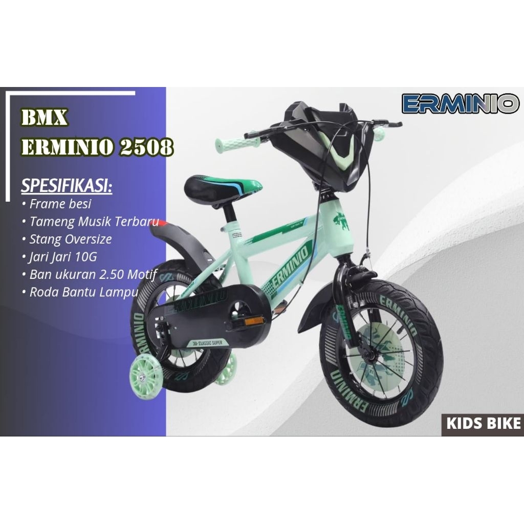 Sepeda BMX Erminio 12-16 lampu musik new 2026