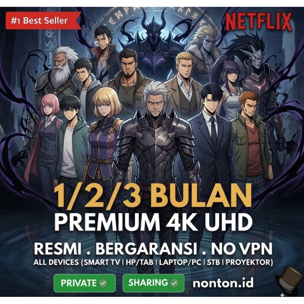 NETFLIX 1/2/3 BULAN PREMIUM UHD 4K MURAH | AKUN SHARING |  AKUN PRIVATE | TANPA VPN | GARANSI
