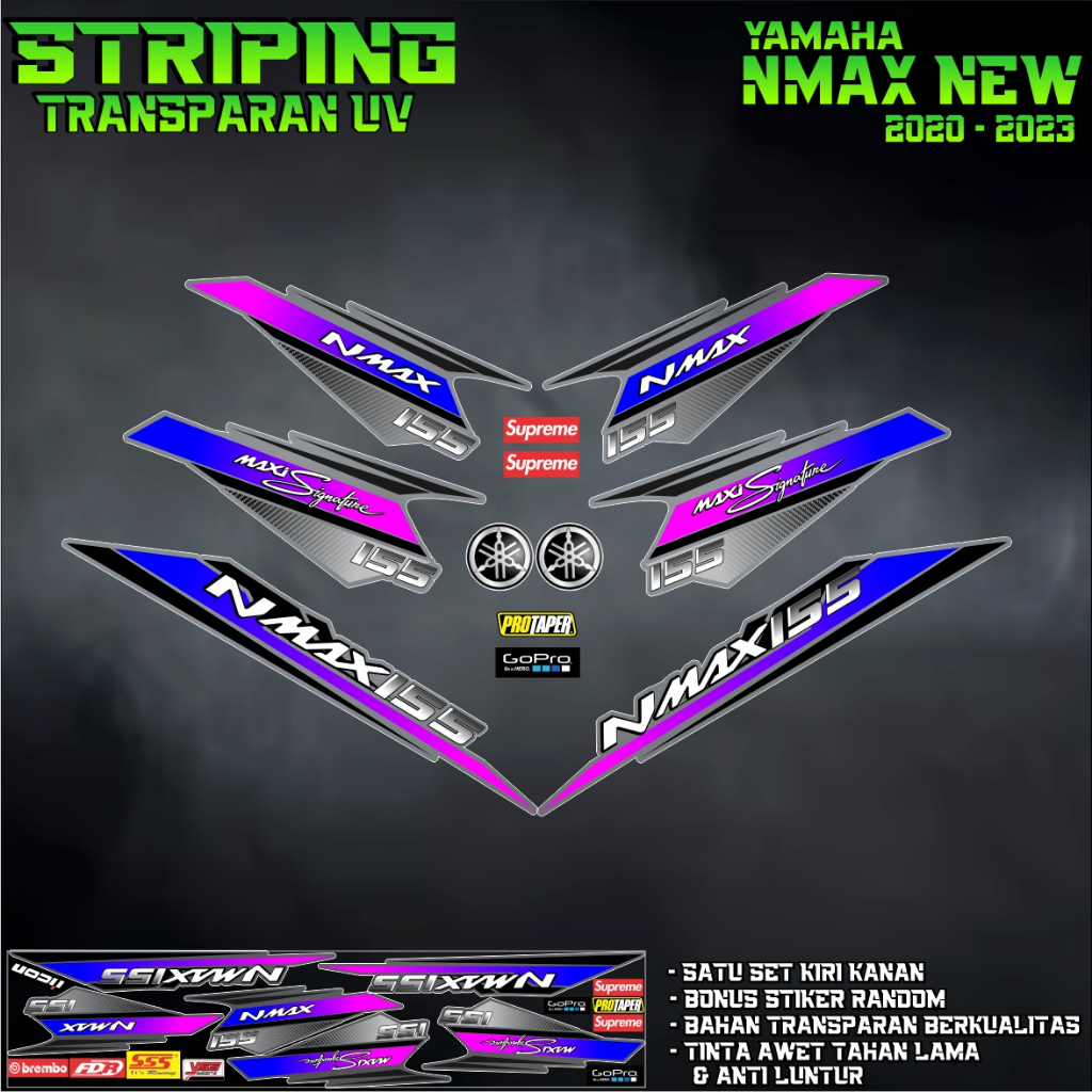 STRIPING TRANSPRAN NMAX NEW RAINBOW GRAFIS / STIKER NMAX NEW 155 2020 - 2023