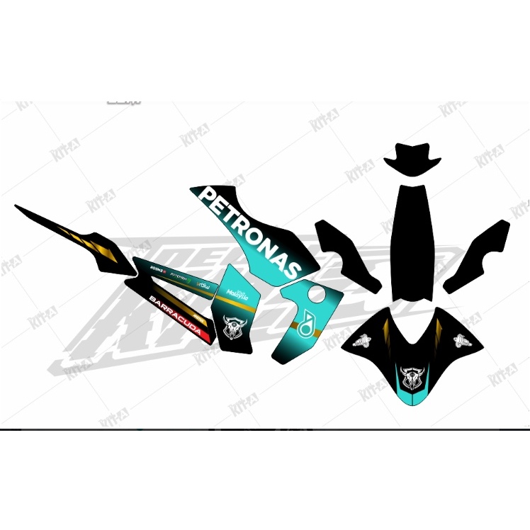 Decal striping yamaha byson karbu stiker byson karbu custom Palang Merah Indonesia D-BYSON KARBU-005