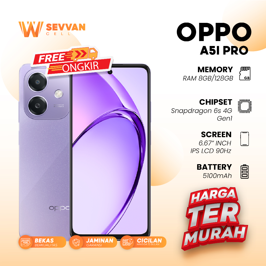 Handphone Oppo A5i Pro Ram 8 128 GB