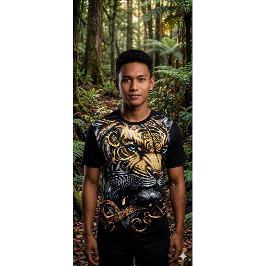 Baju Kaos T-shirt Pria Distro Lengan Pendek Sablon Hewan Warna Hitam
