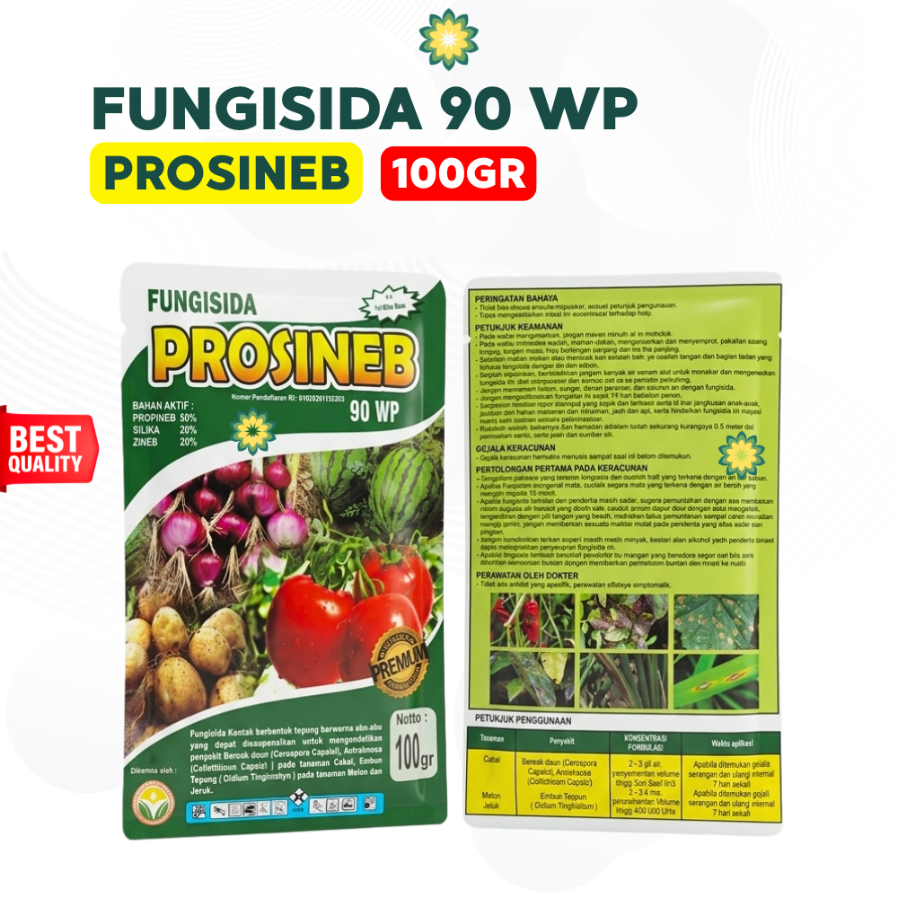 Fungisida PROSINEB 90 WP 100gr | Fungisida Sistemik Kontak