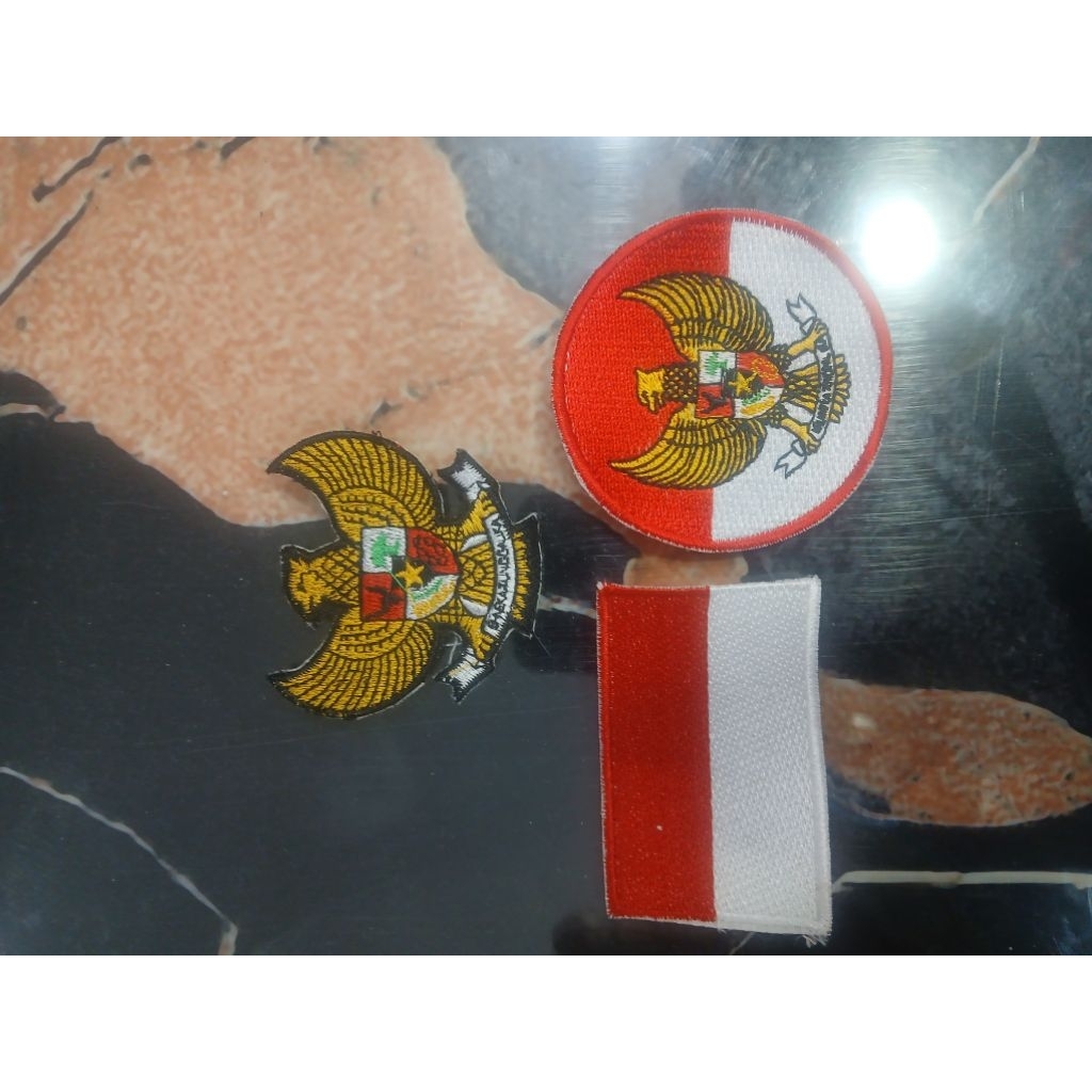 logo bordir merah putih burung garuda garuda bulat