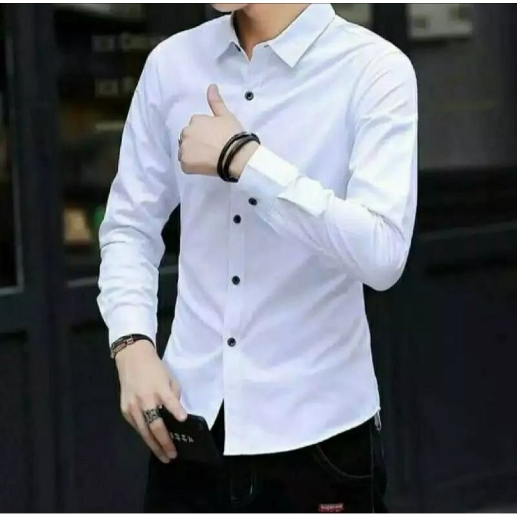 (PROMO COD)Kemeja Pria Lengan Panjang Kemeja Polos Pria Oxford Oxport Kemeja Hitam Baju Laki Laki He