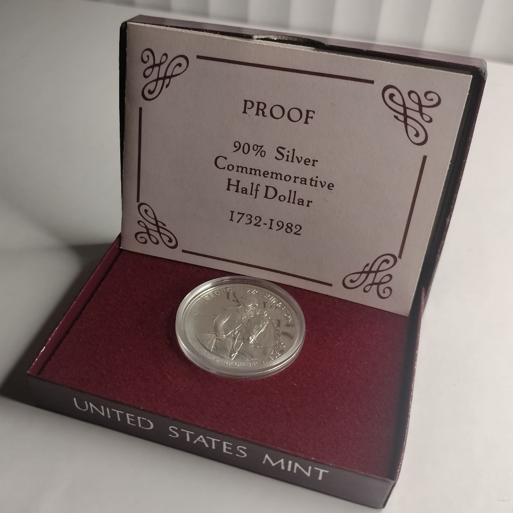 Koin Perak Commemorative George Washington 250th Anniversary Half Dollar .900 Silver