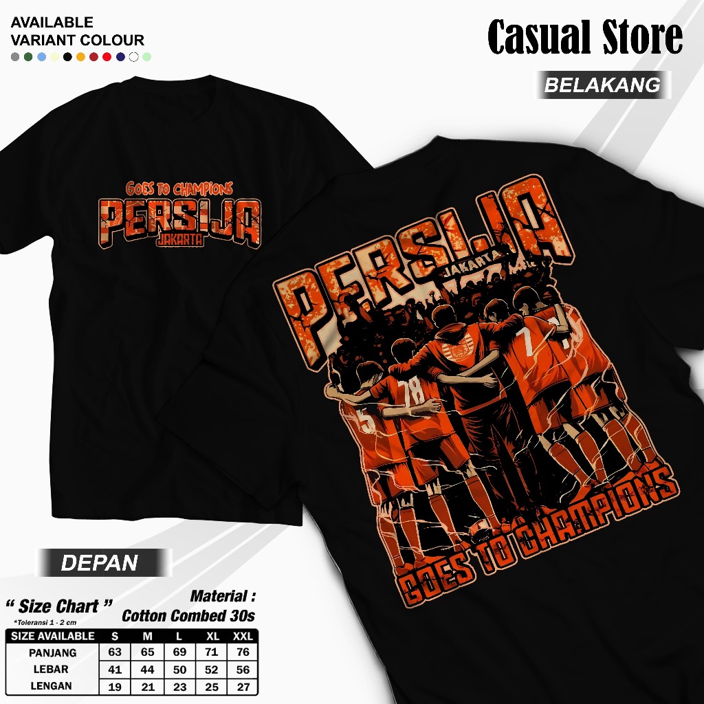 Kaos Pria Dewasa Persija Jakarta Goes To Champions Casual kaos persija jakarta