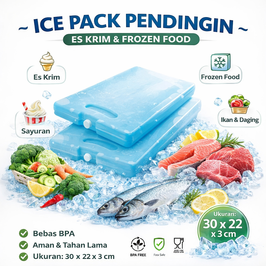 ICE PACK BESAR UK. 30 x 22 x 3 / Ice pack / ice cool gel Pembeku Es Batu,Blue Ice Cooler