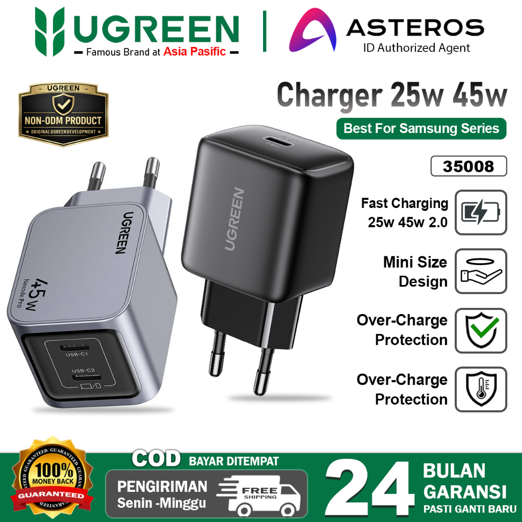 UGREEN Kepala Charger For Samsung Super Fast Charging 25w PD Type C 3.0 PPS Protocols