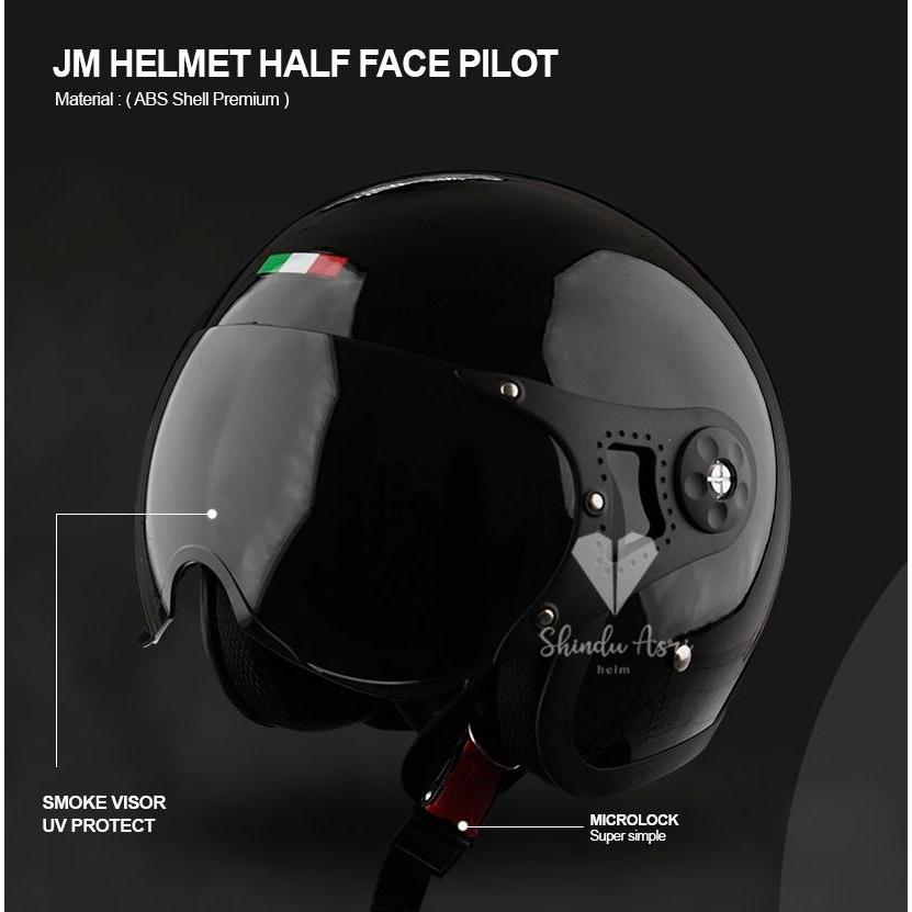 HELM PILOT ITALY MURAH JM Original LIST HITAM