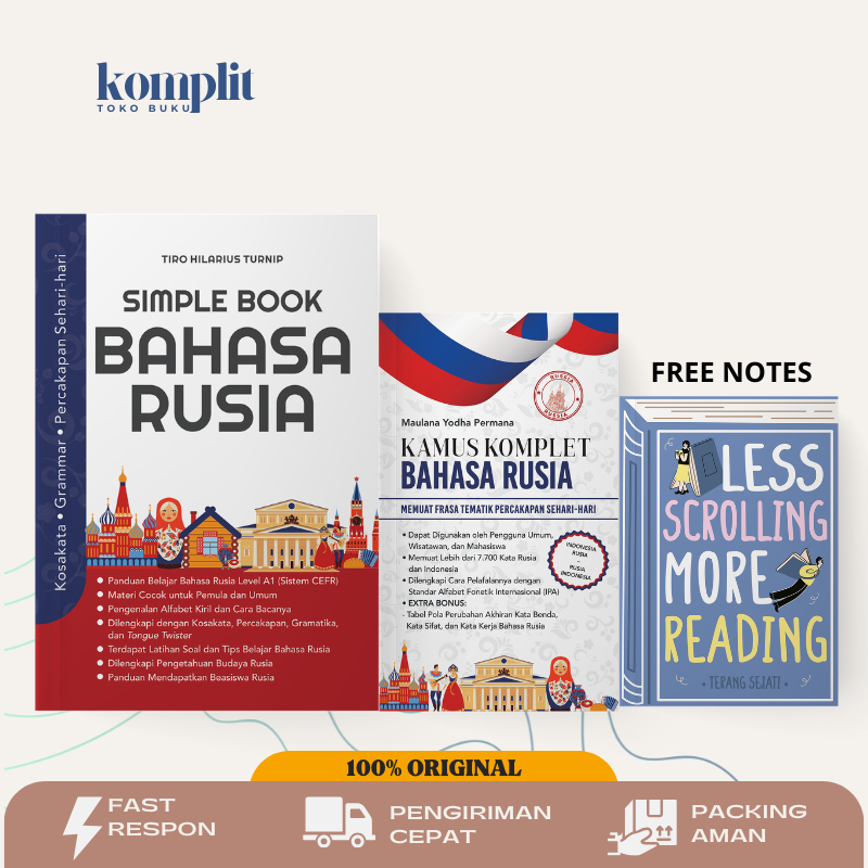 Paket Belajar Bahasa Rusia isi 2 Buku - Simple Book Rusia dan Kamus Rusia