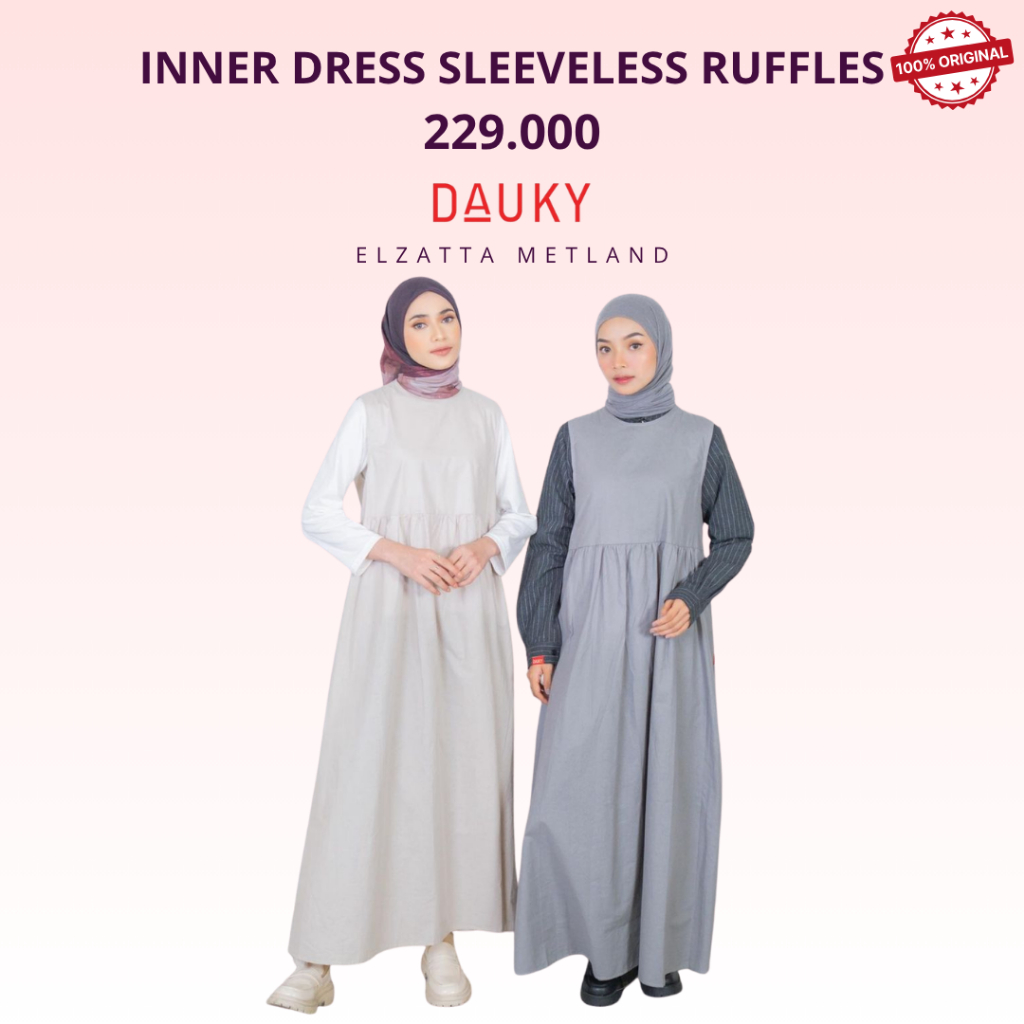 Dauky Inner Dress Sleeveless Ruffles Dress Wanita Muslim Dauky