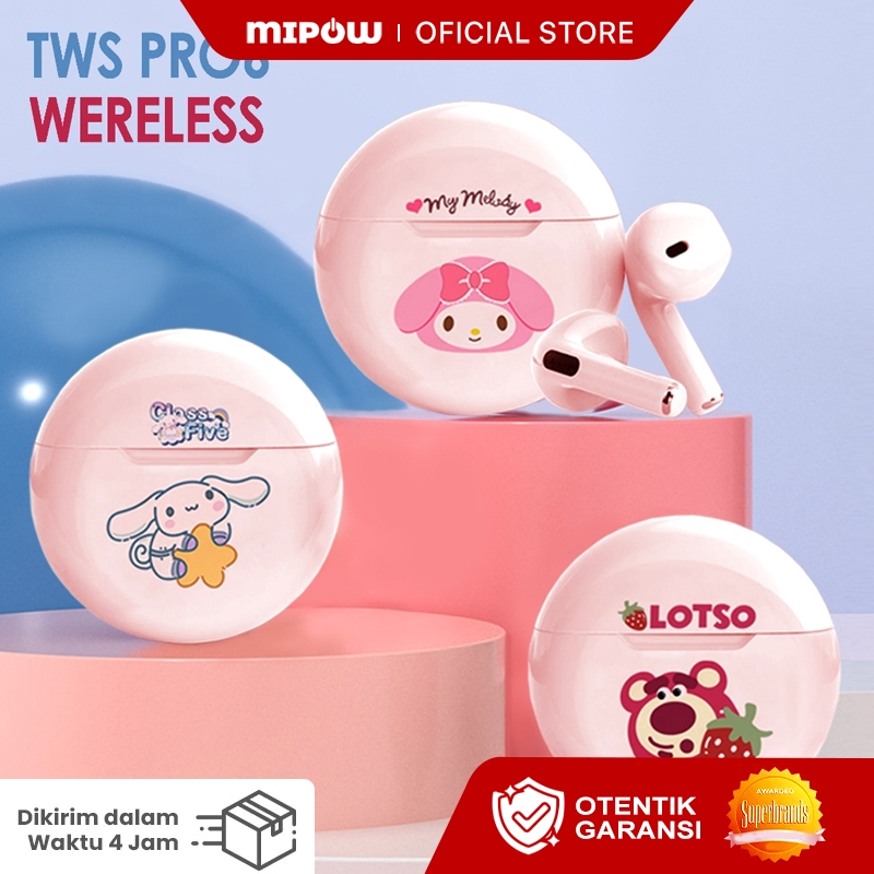 MIPOW J6 TWS Headset Bluetooth Wireless Pro 6 Earphone Bluetooth Full Bass Gaming Android iPhone Kar