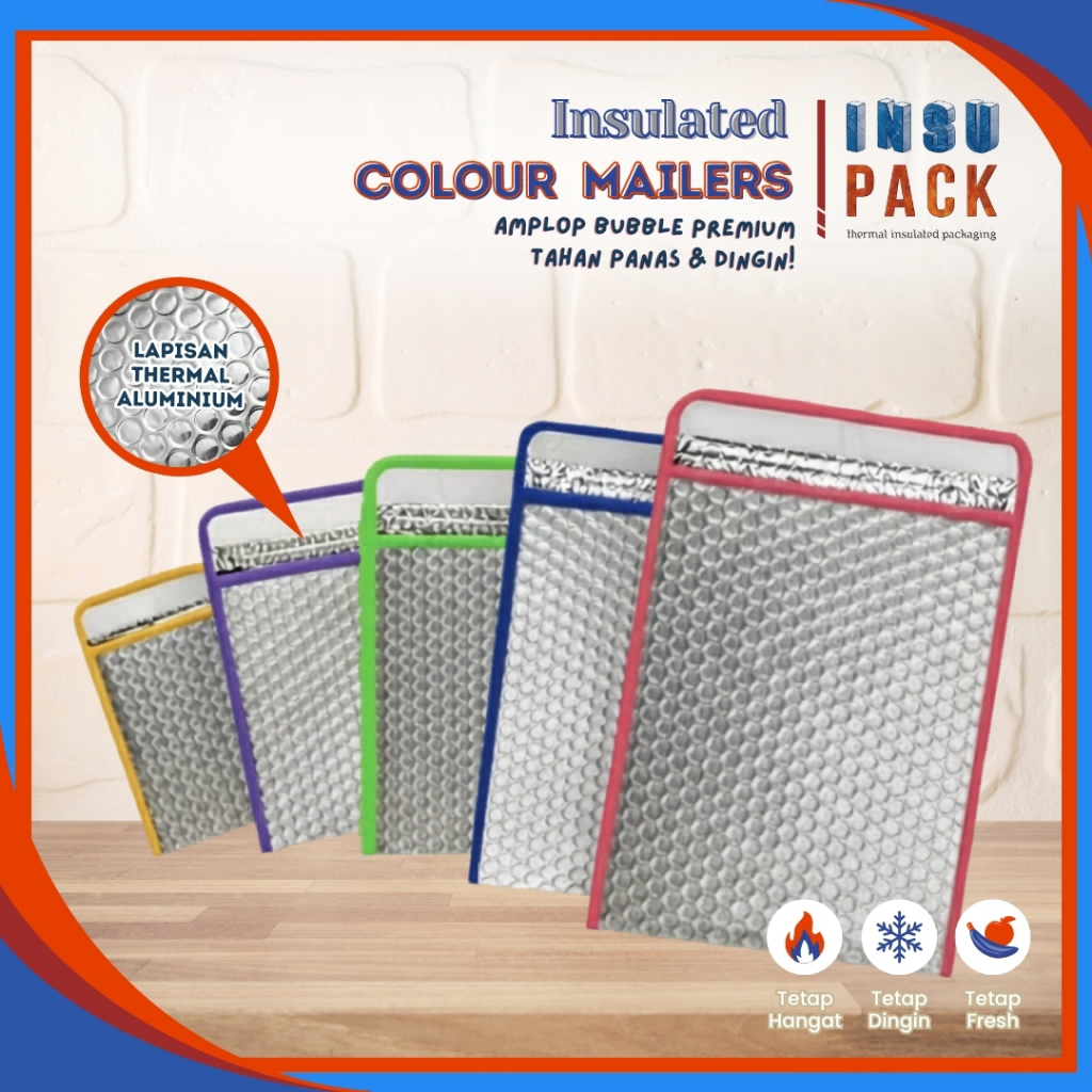 InsuPack Insulated Colour Mailers - Amplop Bubble Mailer Aluminium Custom Warna