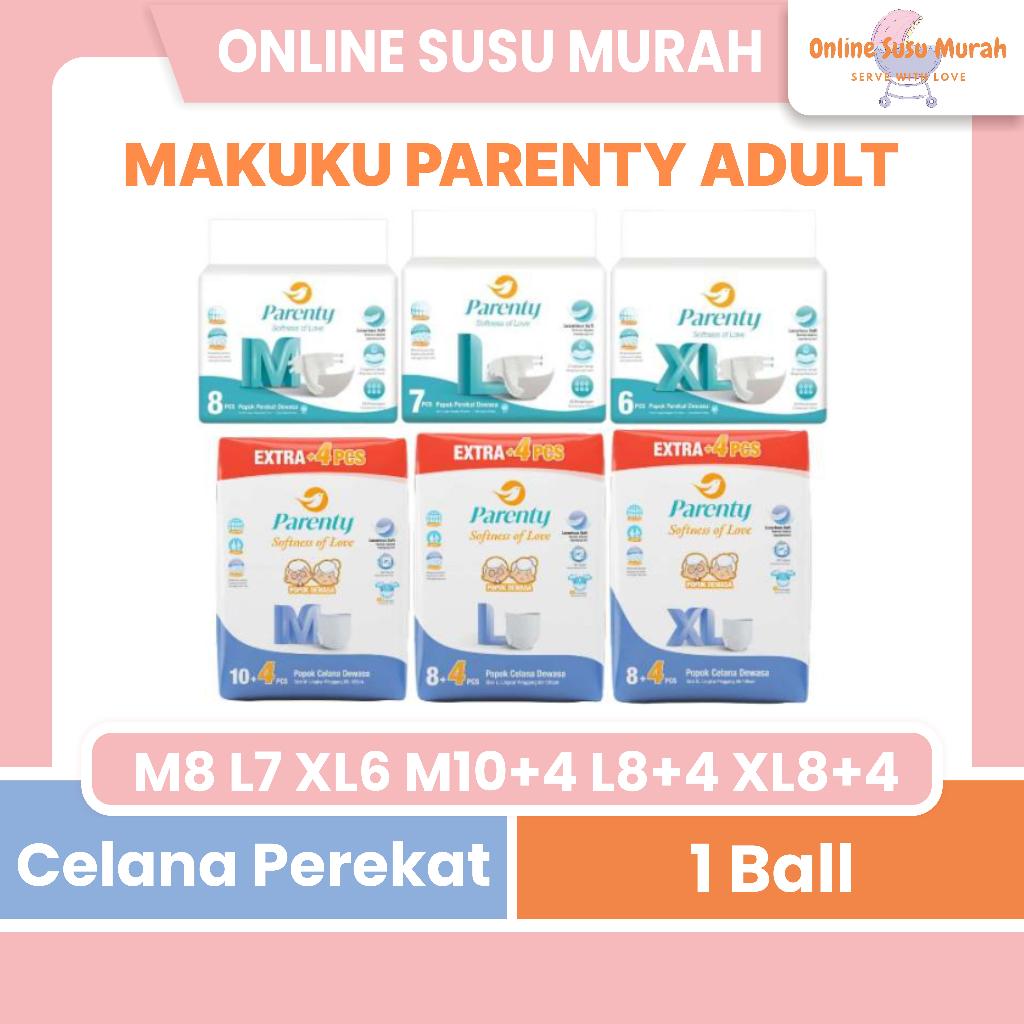 MAKUKU PARENTY POPOK DEWASA SOFT PANTS TAPE M 8 L 7 XL 6 M 10+4 L 8+4 XL 8+4 ADULT DIAPERS PPKS