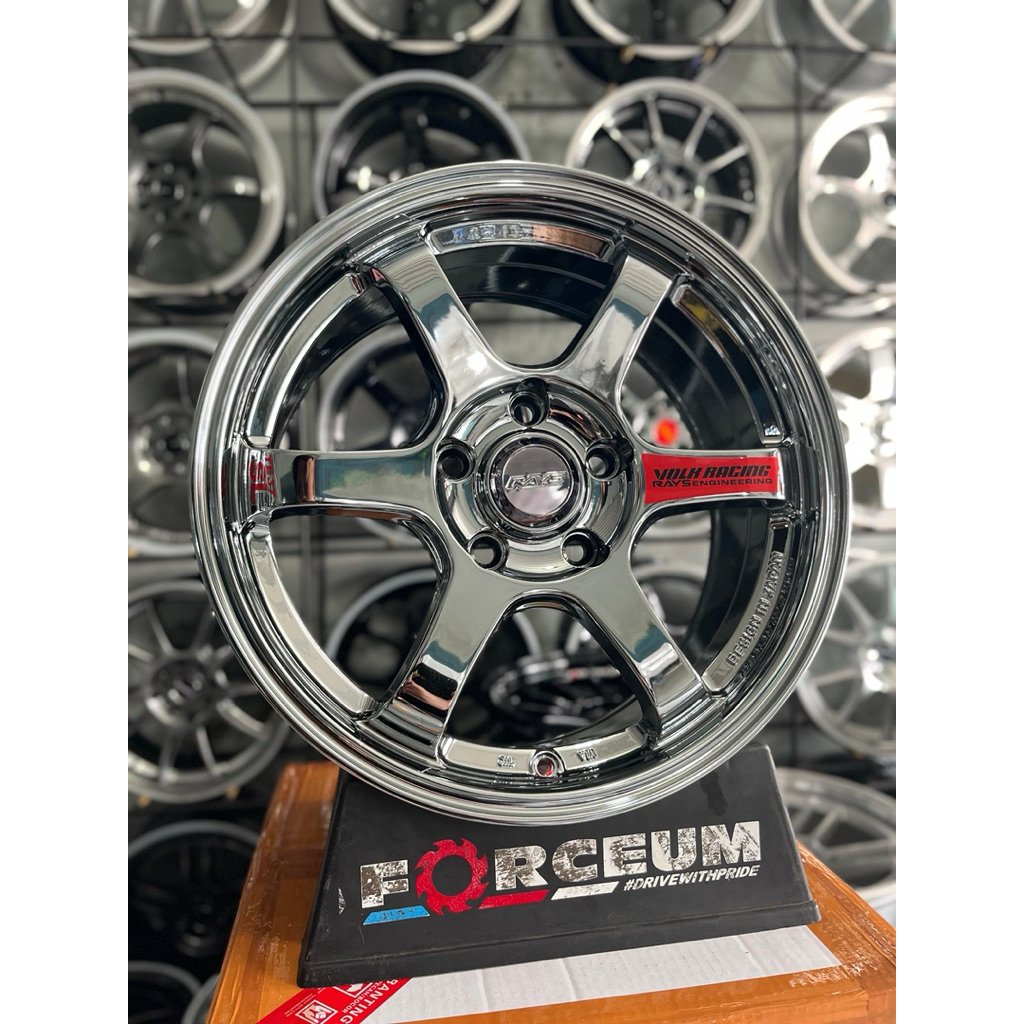 velg te37 r16 black chrome pcd 5x114 kondisi baru