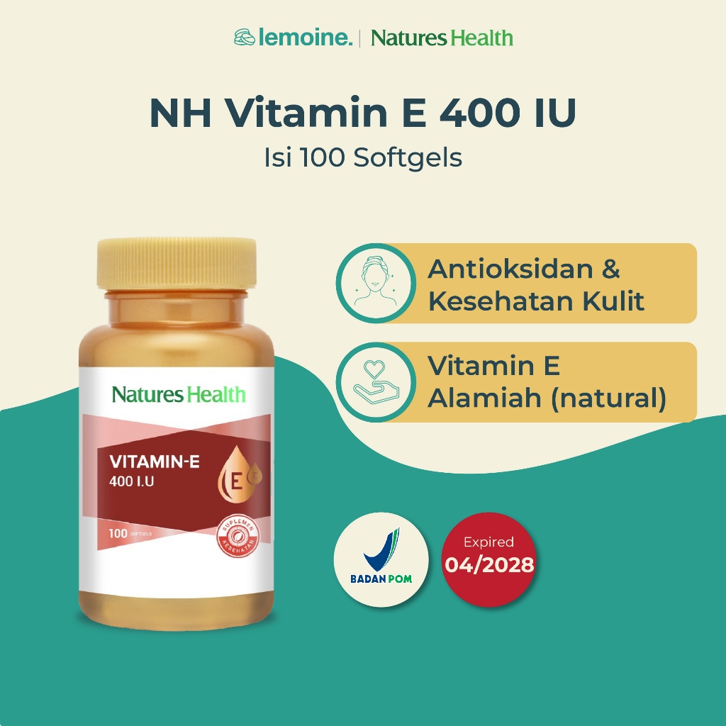 Natures Nature's Health Vitamin E 400 Imunitas Antioksidan Anti Aging 100 softgels