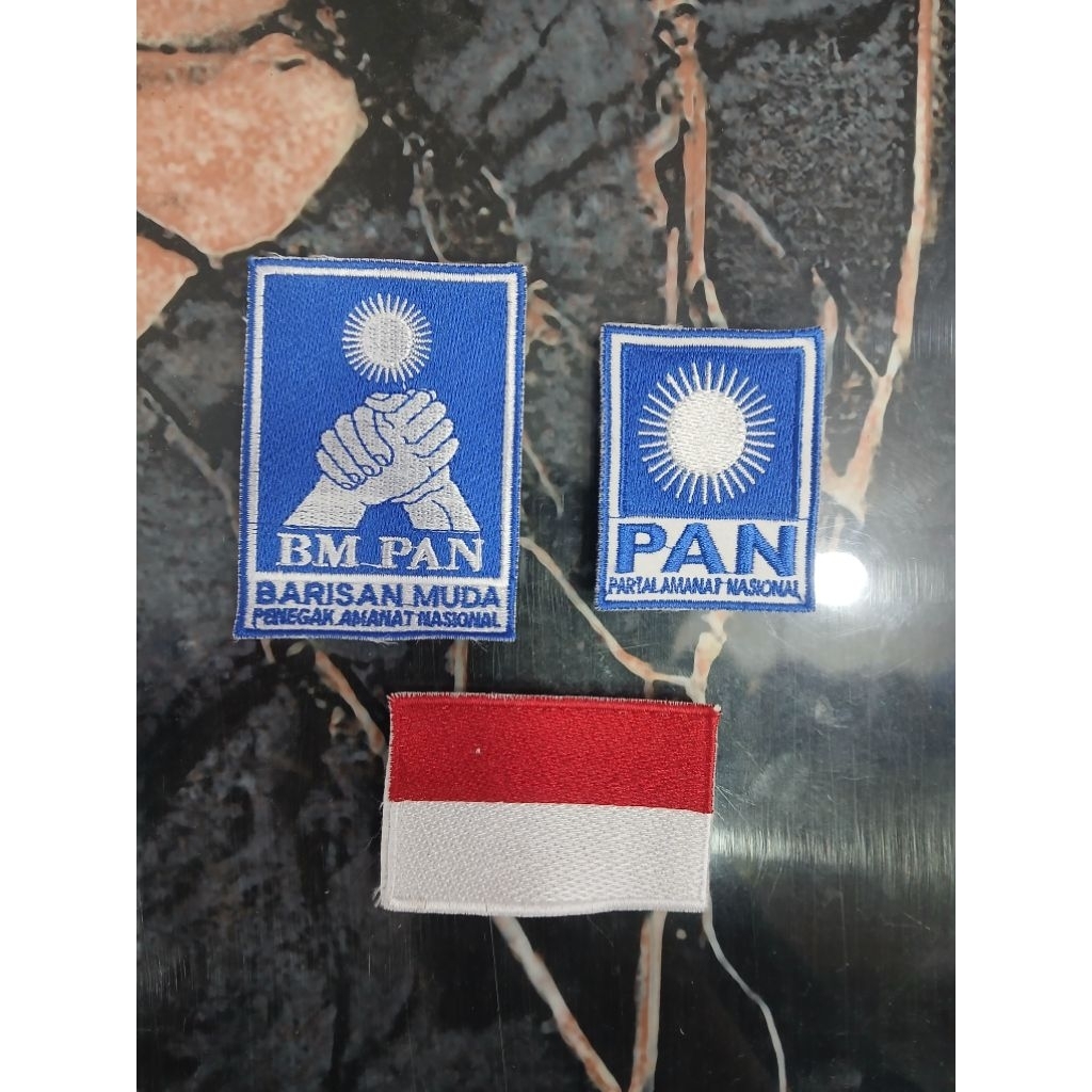 logo bordir partai BM PAN barisan muda merah putih.PAN