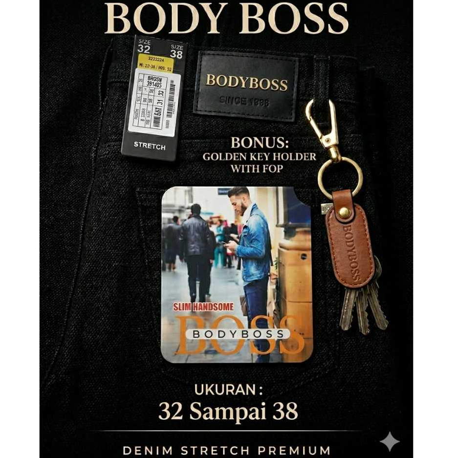 SumberRejekiJeans - BodyBOSS - Celana Jeans Panjang PRIA Biru Dongker Varian Blue Big Size 29-38 Str