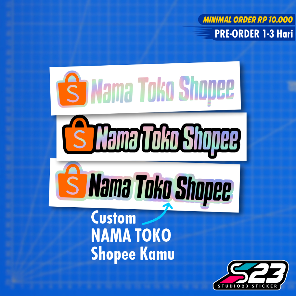 Stiker Cutting Nama toko Shopee CUSTOM Hologram