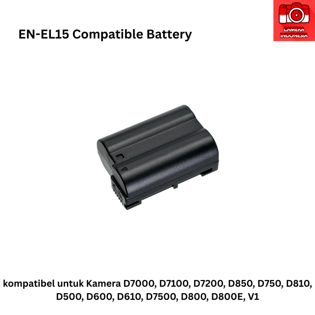 Baterai EN-EL15 Kompatibel Alternatif Kamera DSLR D7000, D7100, D7200, D850, D750, D810, D500, D600,