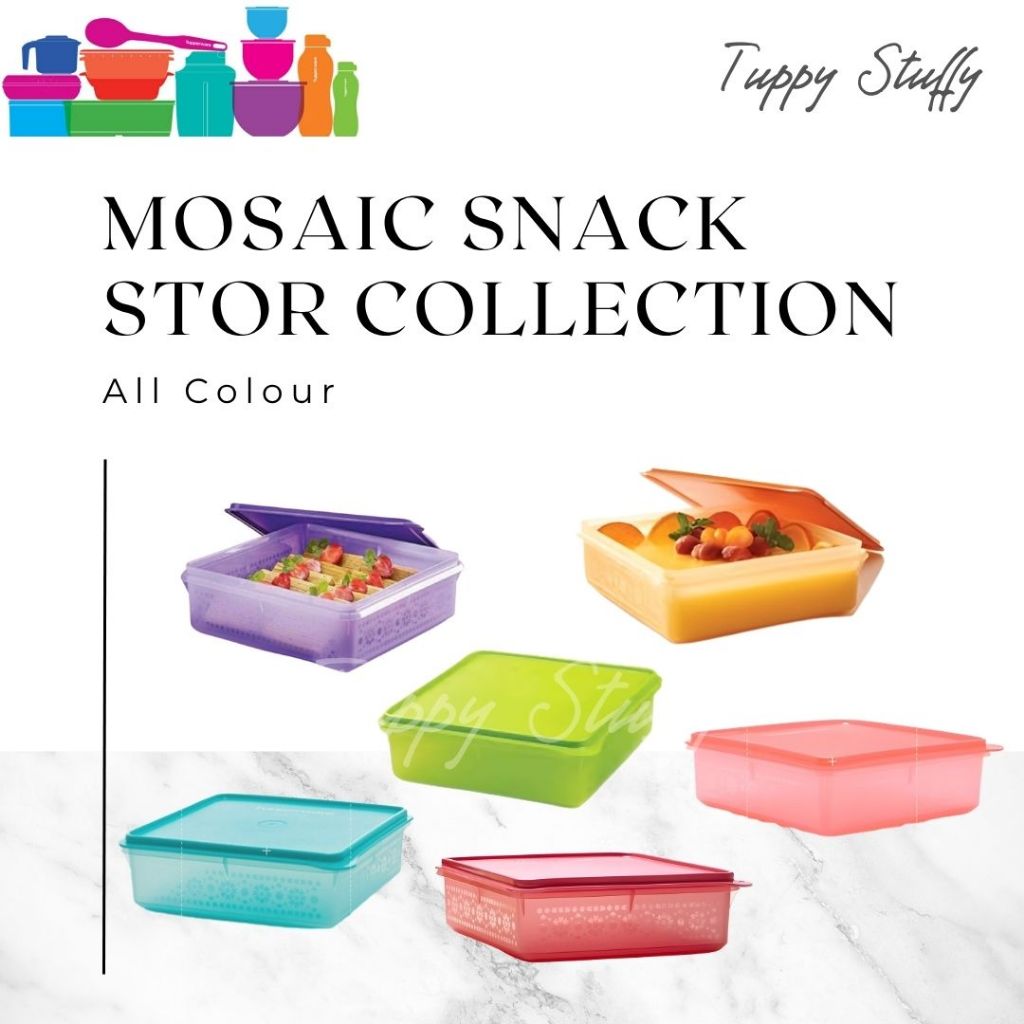 Tupperware Mosaic Snack Store Tempat Roti Tempat Kue Lapis Kedap Udara Mix Colour
