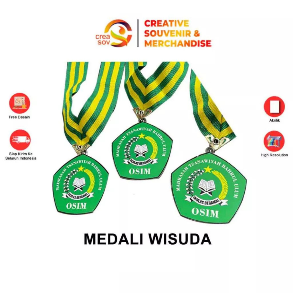 Creasov - Medali Akrilik Wisuda Medali Akrilik 6,5 cm Custom Medali Akrilik, Medali Akrilik Perpisah