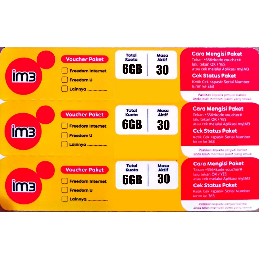 Voucher Indosat 6GB/30Hari