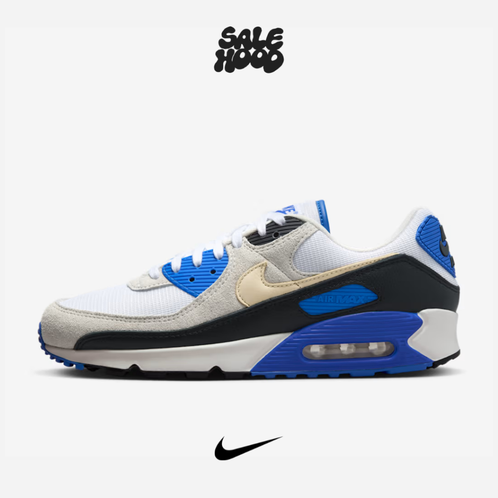 Sepatu NK Air Max 90 Premium Men's Shoes Racer Blue Black Khaki - HF3449-100