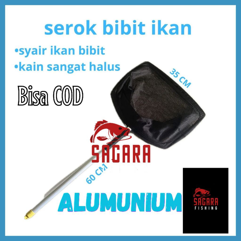 Serok Ikan Bahan Kain Jala Halus Gagang Aluminium
