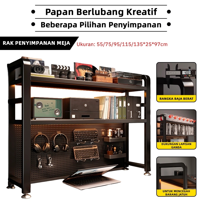 Rak Meja Serbaguna Minimalis - Untuk Buku, Alat Tulis, Dapur, Bisa Tempel Dinding