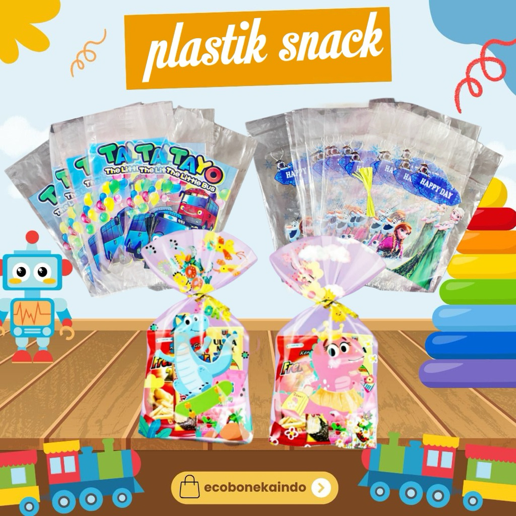 Plastik Snack Plastik Snak isi 30 Ulang tahun Karakter pcs Ecobonekaindo tas makanan ulang tahun eco