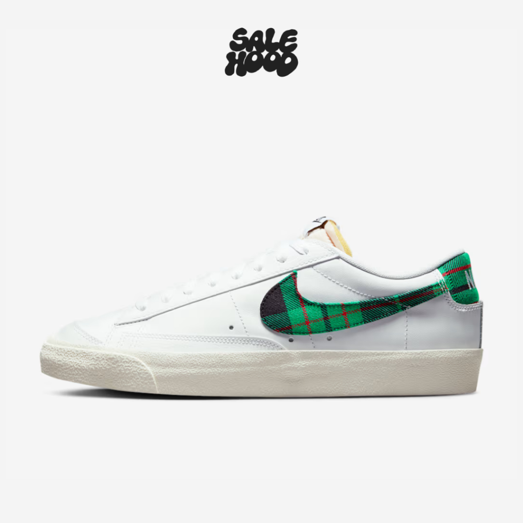 Sepatu NK Blazer Low '77 Premium Men's Shoes White University Red Stadium Green - DV0801-100