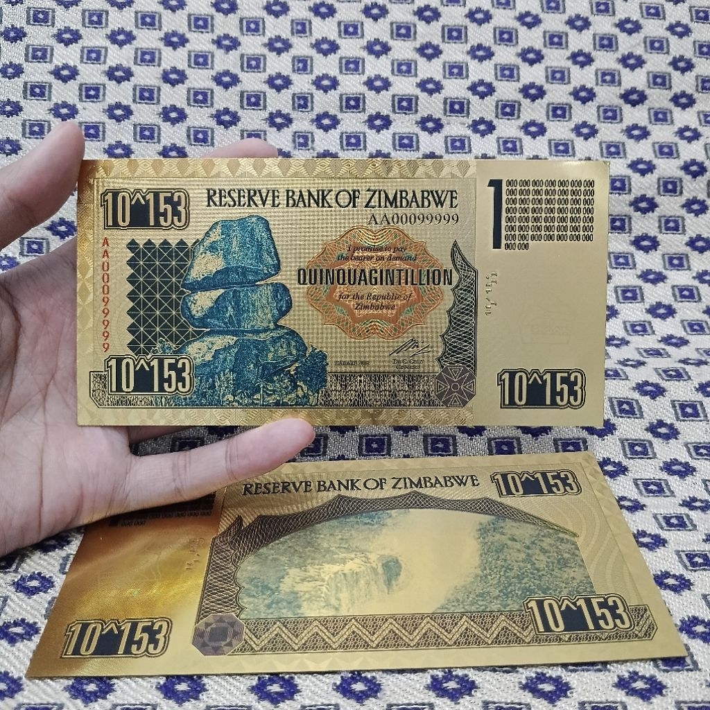 Uang Zimbabwe Quinquagintillion Gold Foil - UV