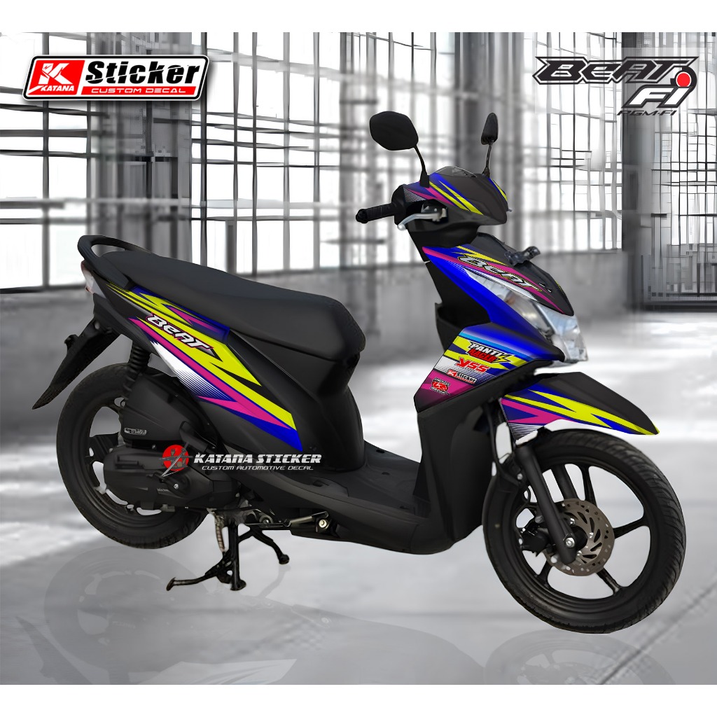 Striping Sticker Motor Beat Fi - Stiker Decal Beat Fi Full Body Motif Racing