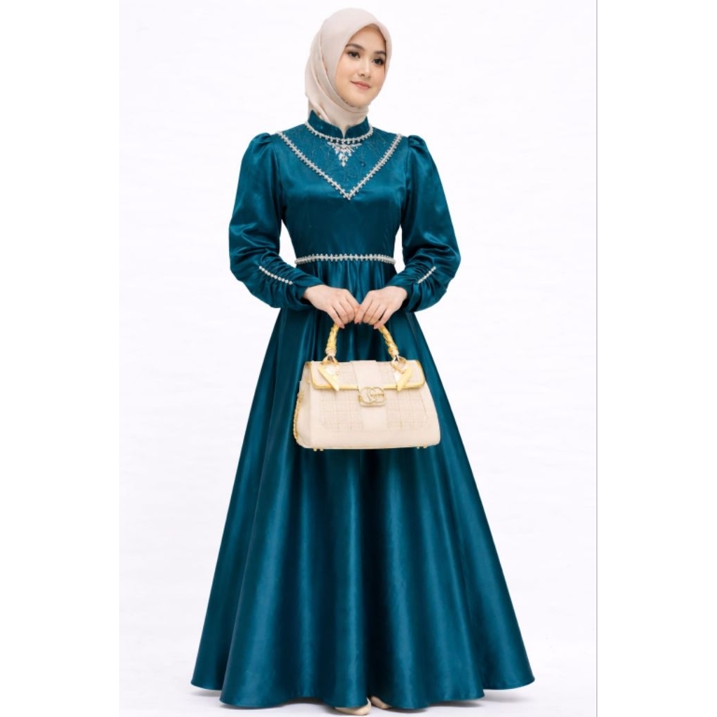 Eilora dres satin siilk premium wanita#dres kondangan payung#gamis muslim #body fit payung#viral 202