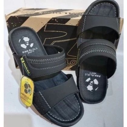 Diskon Sandal Kulit Pria Pakalolo Model Selop Hitam - Desain Stylish, Nyaman Dipakai, Tersedia Berba