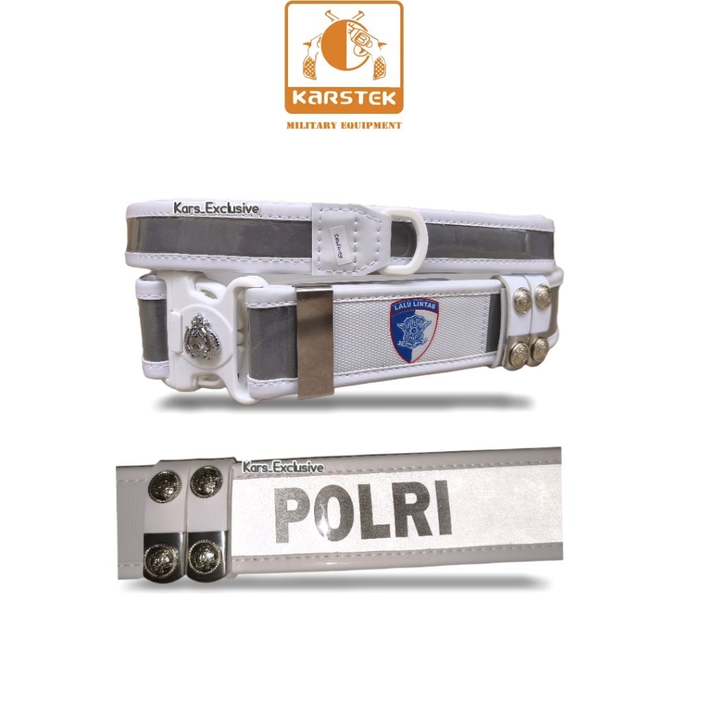 KARS_EXCLUSIVE - Sabuk Kopel Lantas Polisi - Polri Logo Terbaru - Griptek 3M Motif Polri Kancing Ful
